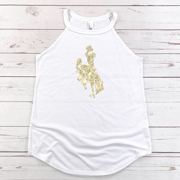 White/Champagne Rocker Glitter Steamboat Tank