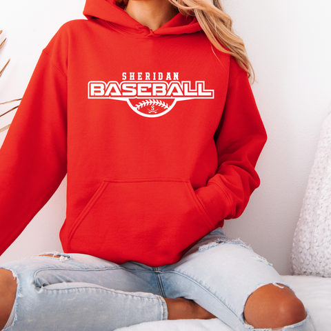 Red Gildan Sheridan Baseball Hoodie {pre-order}