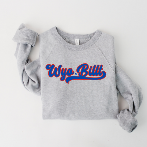 Athletic Heather Script Wyo Billt Bella Canvas Crewneck