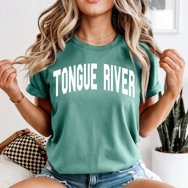 SHORT SLEEVE Light Green Varsity Tongue River Comfort Colors Tee