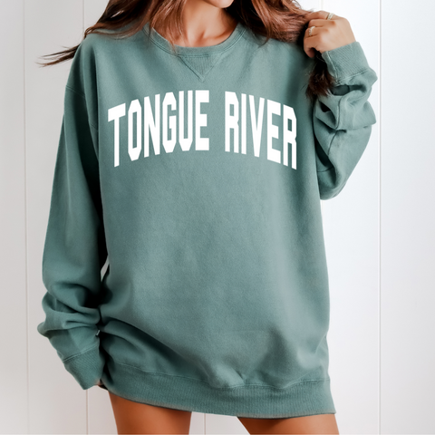 Cypress Green/ Tongue River Varsity Comfort Wash Crewneck