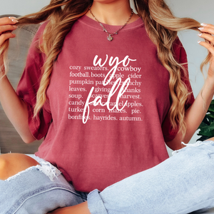 Crmson WYO Fall Comfort Colors Tee