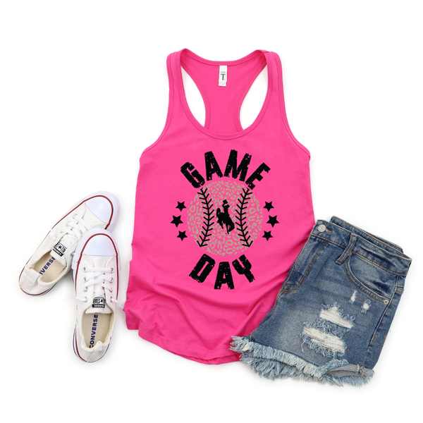 Hot Pink Metallic Game Day Next Level Racerback Tank