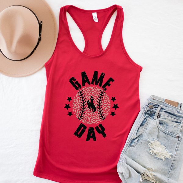 Red Metallic Game Day Next Level Racerback Tank