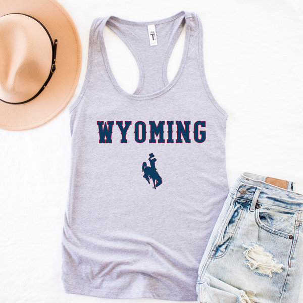 Heather Gray Red WYO & Blue Racer Back Next Level Tank