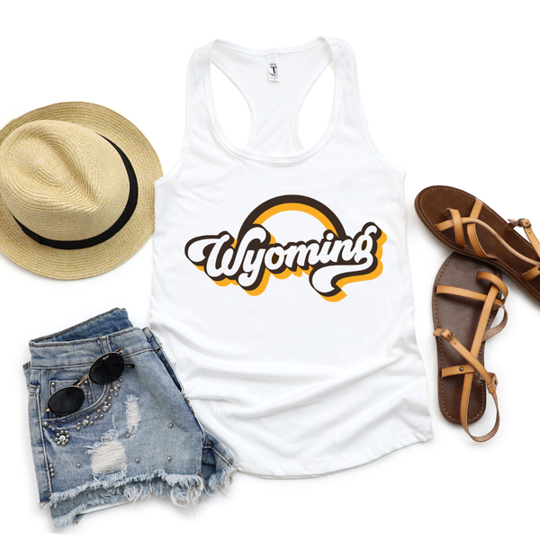 Retro Rainbow White Next Level Racer Back Tank