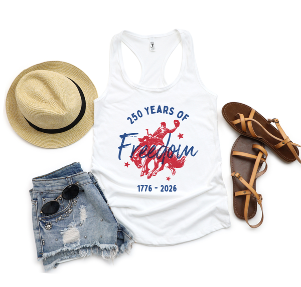 White Next Level 250 Years Racer Back Tank