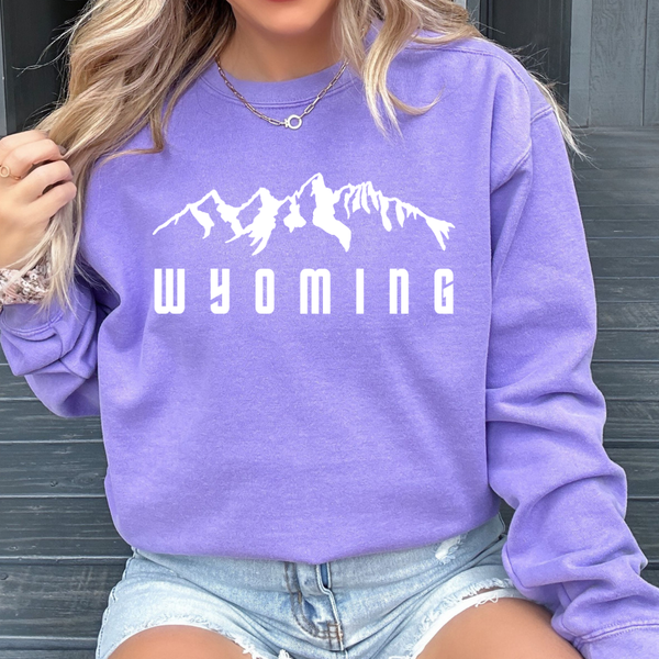 Violet/Crewneck White Tetons on Comfort Colors