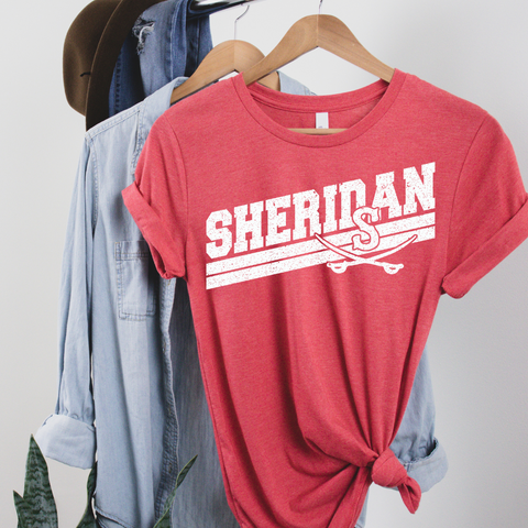 Sheridan Baseball Distressed Heather Red Bella Canvas Jersey T-Shirt {Pre-Order}