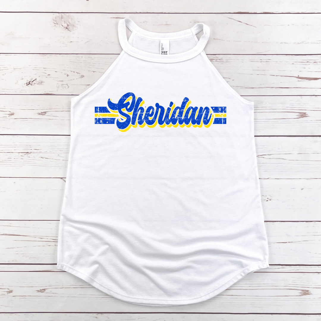 White Sheridan Script Rocker Tank