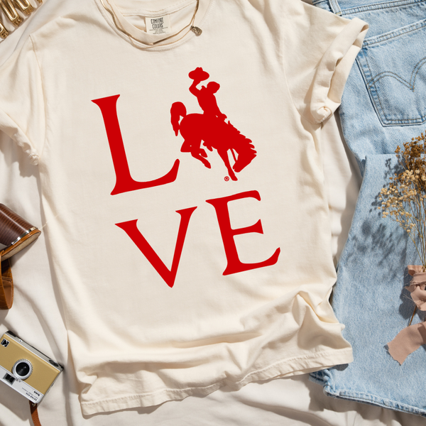 Ivory/Red LOVE Comfort Colors Tee