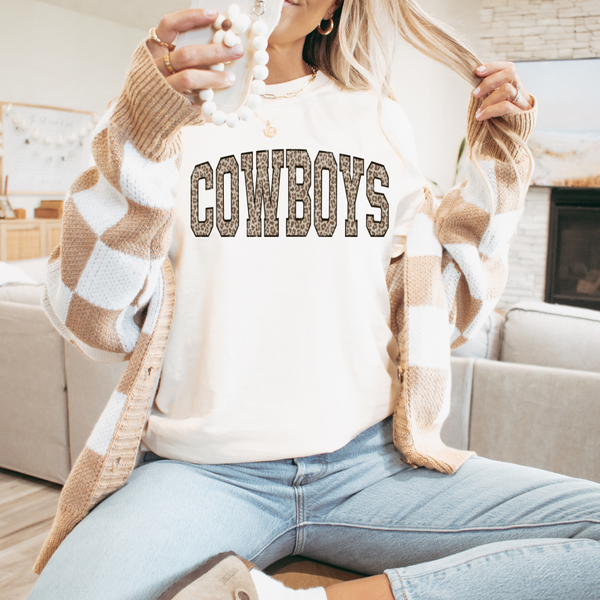 Ivory Comfort Colors Leopard Cowboys Tee