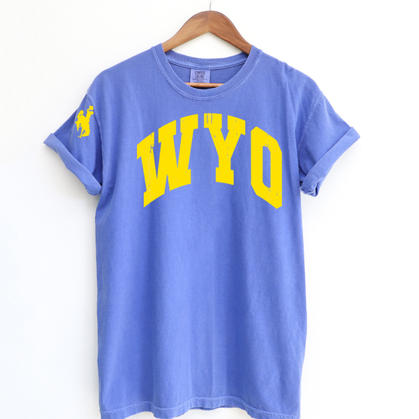 Flo Blue/Distressed Yellow Wyo with Sleeve Detail