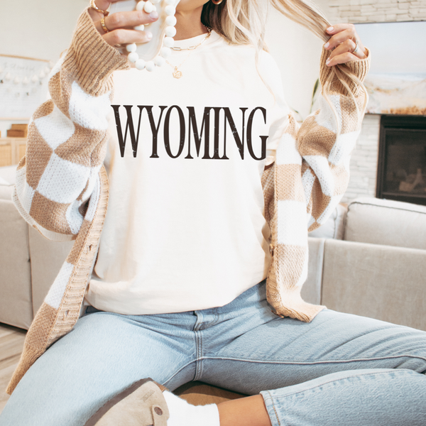 SHORT Sleeve Ivory/Brown Fashion Wyo Comfort Colors Tee