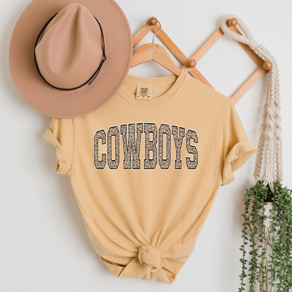 Mustard Comfort Colors Leopard Cowboys Tee