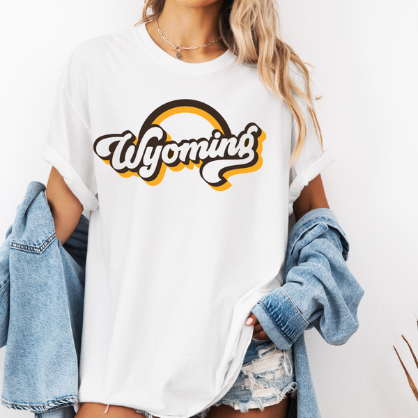 SHORT Sleeve White Retro Rainbow Comfort Colors Tee