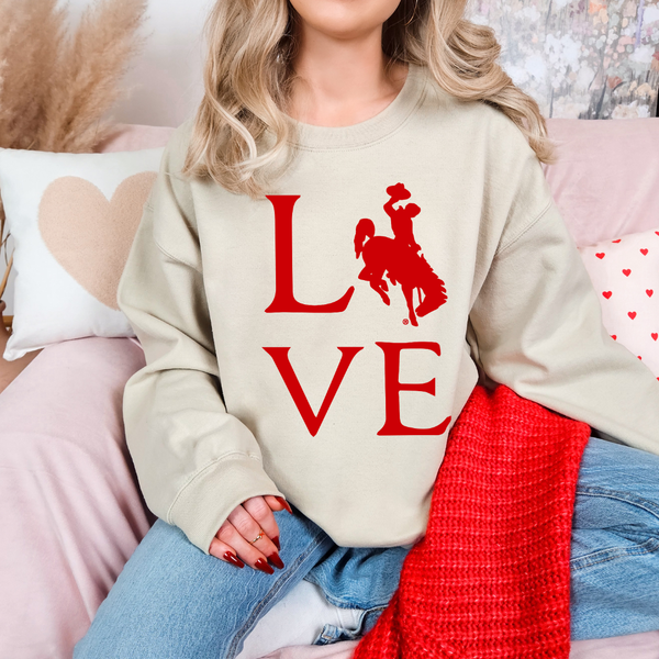 Sand/Red Jumbo LOVE Crewneck
