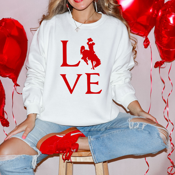 White/Jumbo Red Old School LOVE Crewneck
