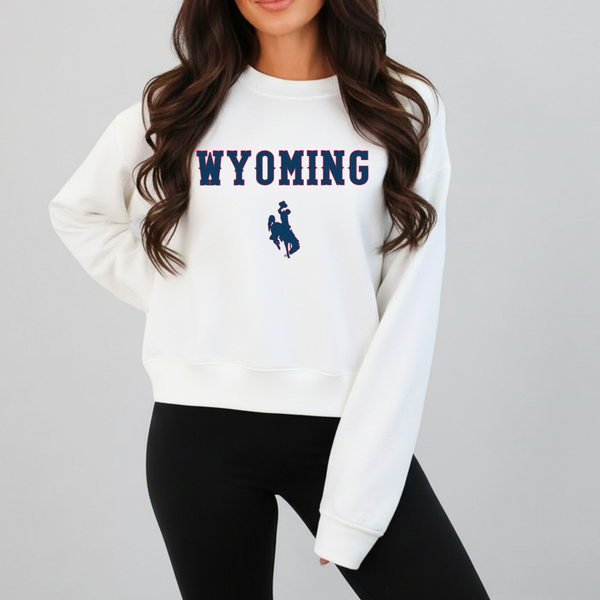 Softstyle White Red Wyo & Blue Crewneck