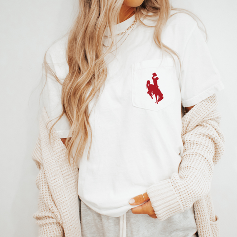 LONG SLEEEVE White Pocket/Red Steamboat Comfort Colors Tee