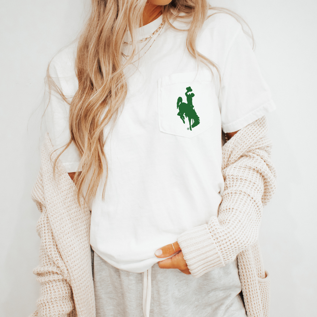 White/ Green Steamboat Pocket Comfort Colors Tee