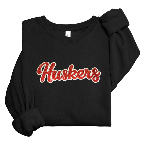 Huskers Sequin Crewneck