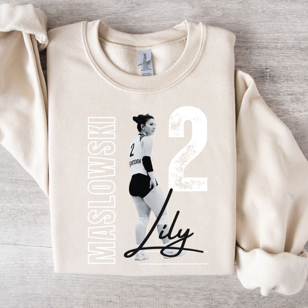 Gildan Custom Black & White Sport Photo Crewneck