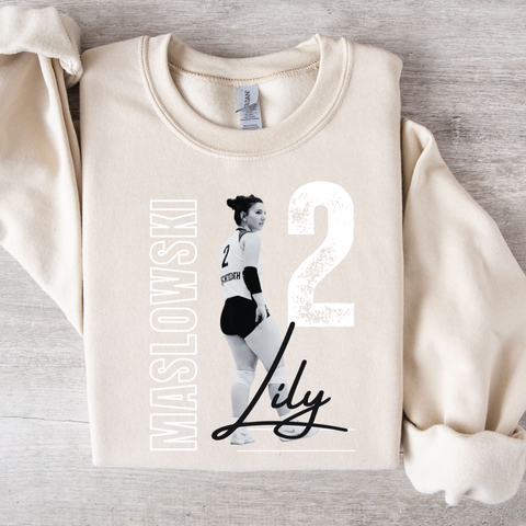 Gildan Custom Black & White Sport Photo Crewneck