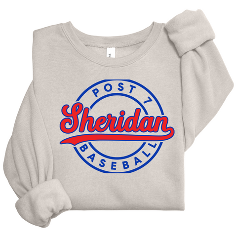 Heather Dust/ Post 7 Sheridan Basebal Bella Canvas Crewneck {pre-order}