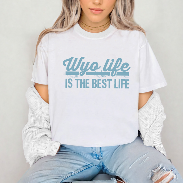 Comfort Colors White/Cottage Blue WYO Life Tee