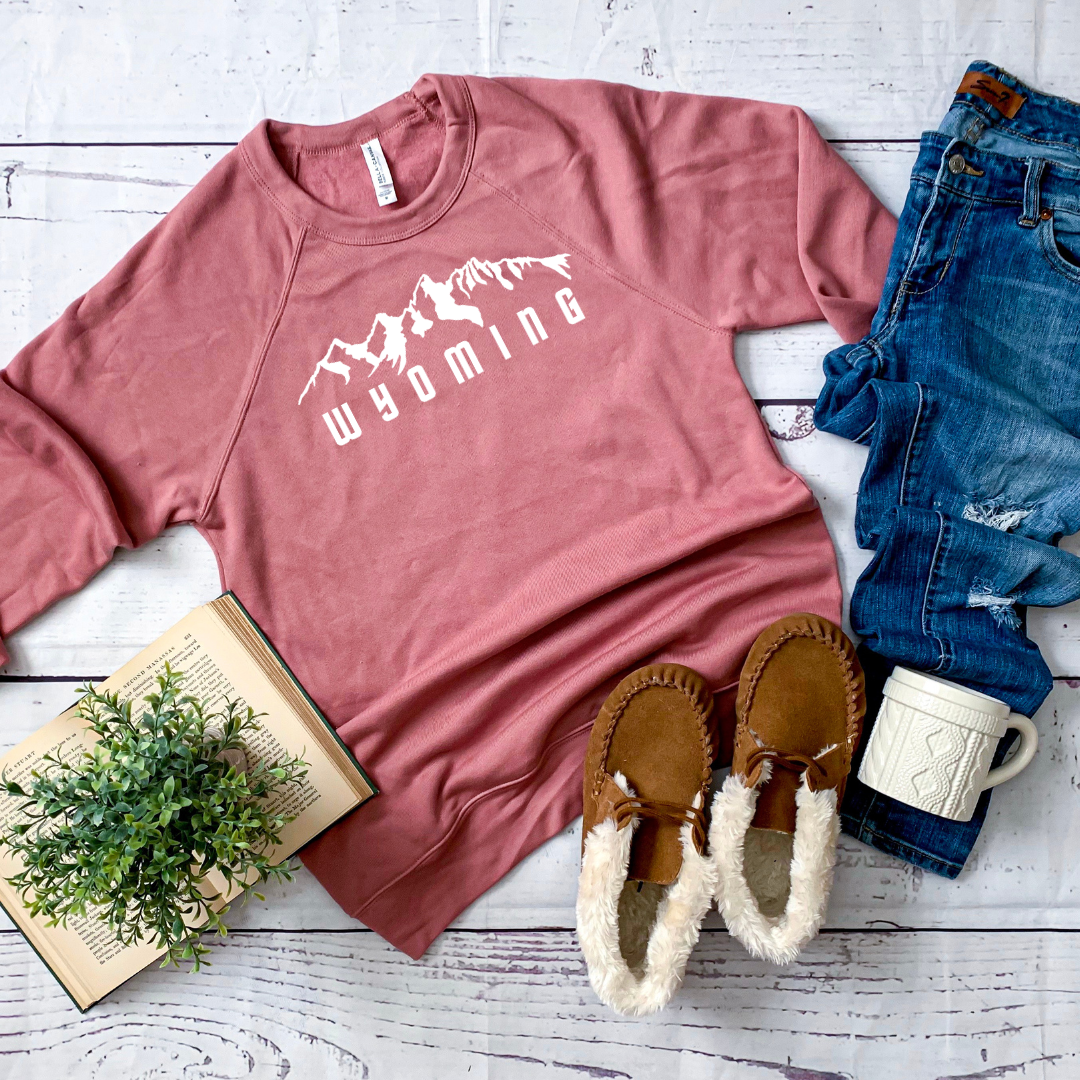 Mauve/WYO Tetons Bella Canvas Crewneck