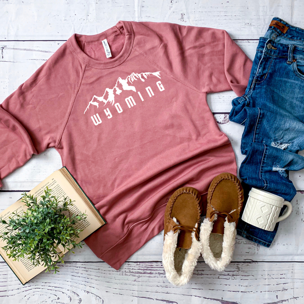 Mauve/WYO Tetons Bella Canvas Crewneck