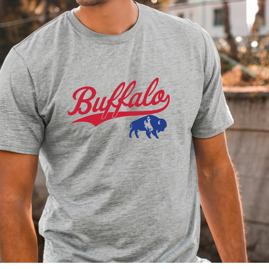 Athletic Heather Buffalo Billt Vintage Script Softstyle Tee