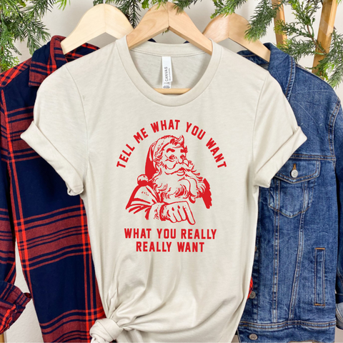 Heather Dust Tell Me What You Want Bella Canvas Jersey T-Shirt