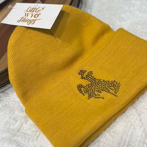 Mustard Rhinestone Steamboat Cuff Beanie