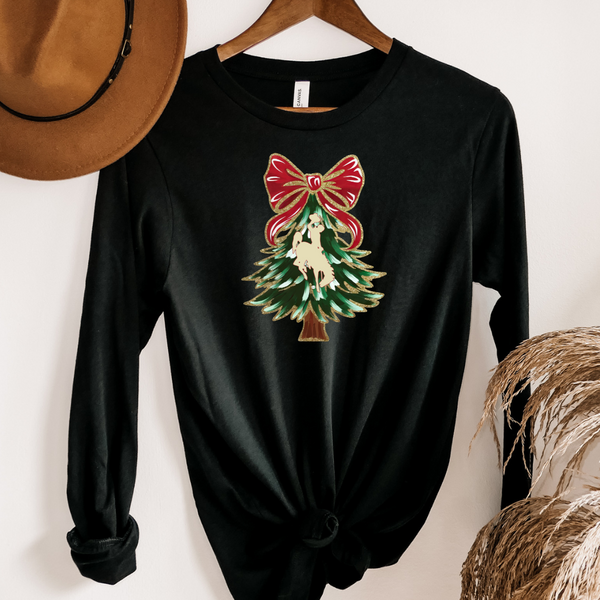 Black Long Sleeve Bella Canvas O Christmas Tree Tee