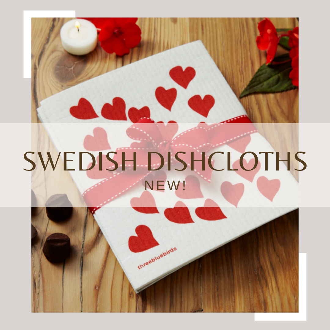 Hearts on White Swedish Dishcloth