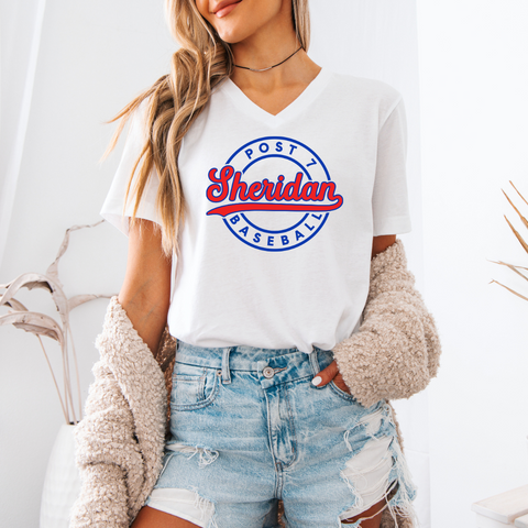 Vintage White V Neck Post 7 Baseball Bella Canvas Tee {pre-order}