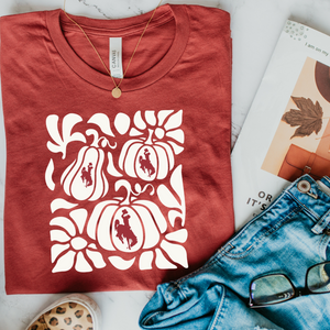 Rust Pumpkin Floral Bella Canvas Jersey T-Shirt