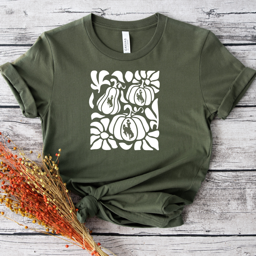 Olive Pumpkin Floral Bella Canvas Jersey T-Shirt