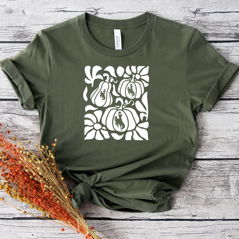 Olive Pumpkin Floral Bella Canvas Jersey T-Shirt