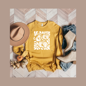 Mustard/Pumpkin Scroll Bella Canvas Crewneck