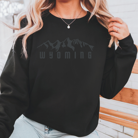 Vintage Black /Tone on Tone WYO Tetons Bella Canvas Crewneck