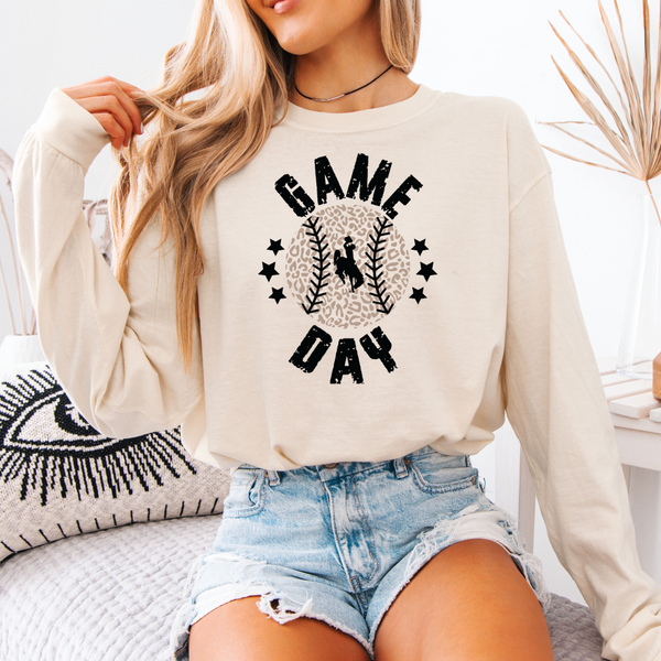 LONG Sleeve Ivory/Metallic Gold Baseball/Softball Comfort Colors Tee
