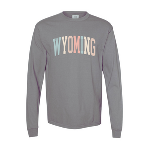 LONG Sleeve Pastel Varsity WYO/Granite Comfort Colors Tee