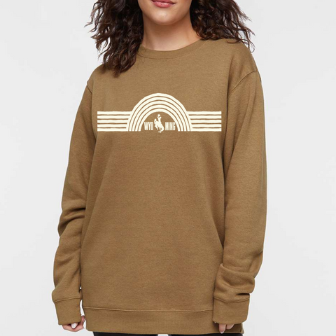 Coyote Brown/Ivory Boho Rainbow Crewneck Sweatshirt