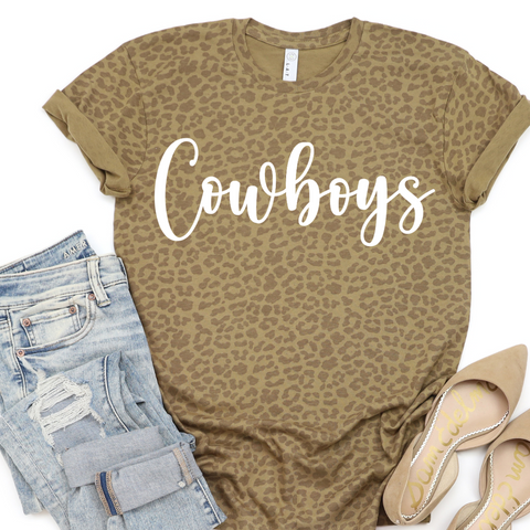 Brown Leopard /White Cowboys Tee
