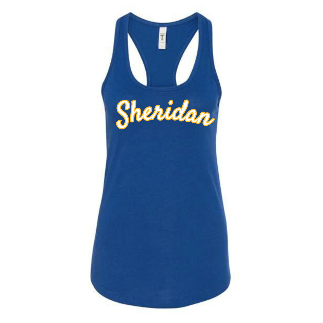 Royal Script Sheridan Cheer Racerback Tank