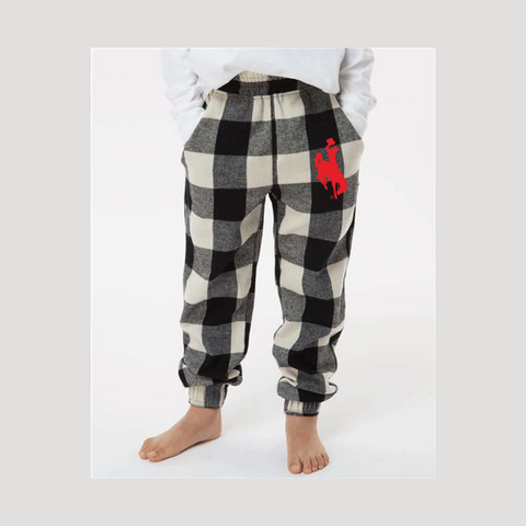 YOUTH Ecru Buffalo Plaid Unisex Flannel Joggers