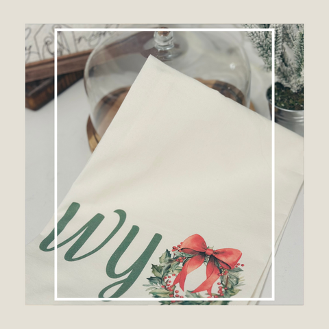 Natural/ WYO Wreath Flour Sack Towel